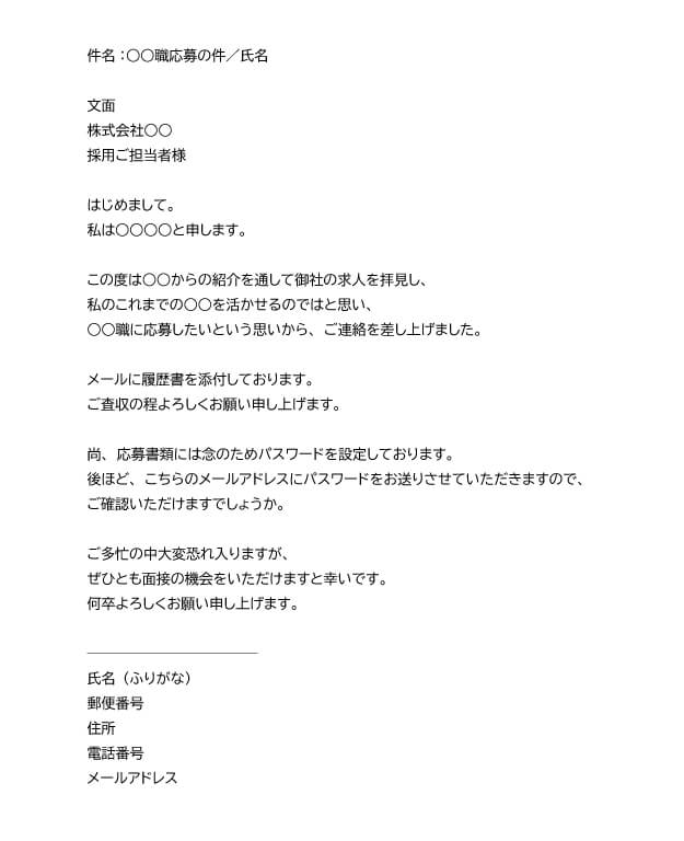 転職　メール文章例